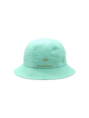 NEW!!! Balenciaga Turquoise Embroidered Logo Bucket Hat Sz M